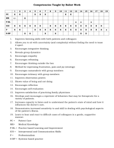 competencies demonstrated by engaging in Balint