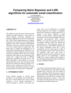 Comparing Naive Bayesian and k-NN algorithms for automatic email