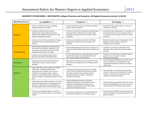 Assessment Rubric for Masters Degree in Applied Economics