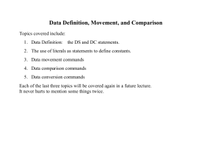 Data Definition, Movement, and Comparison