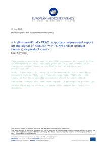 PRAC rapporteur assessment report on the signal