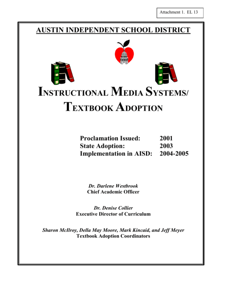 Textbook Adoption Guidelines Austin Independent School District