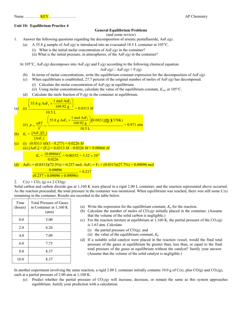 KEY Equilibrium Practice 4