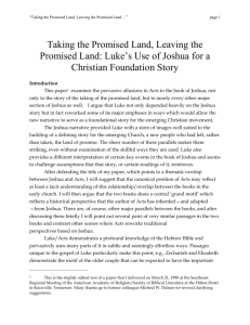 Taking the Promised Land, Leaving the Promised Land: Luke`s Use