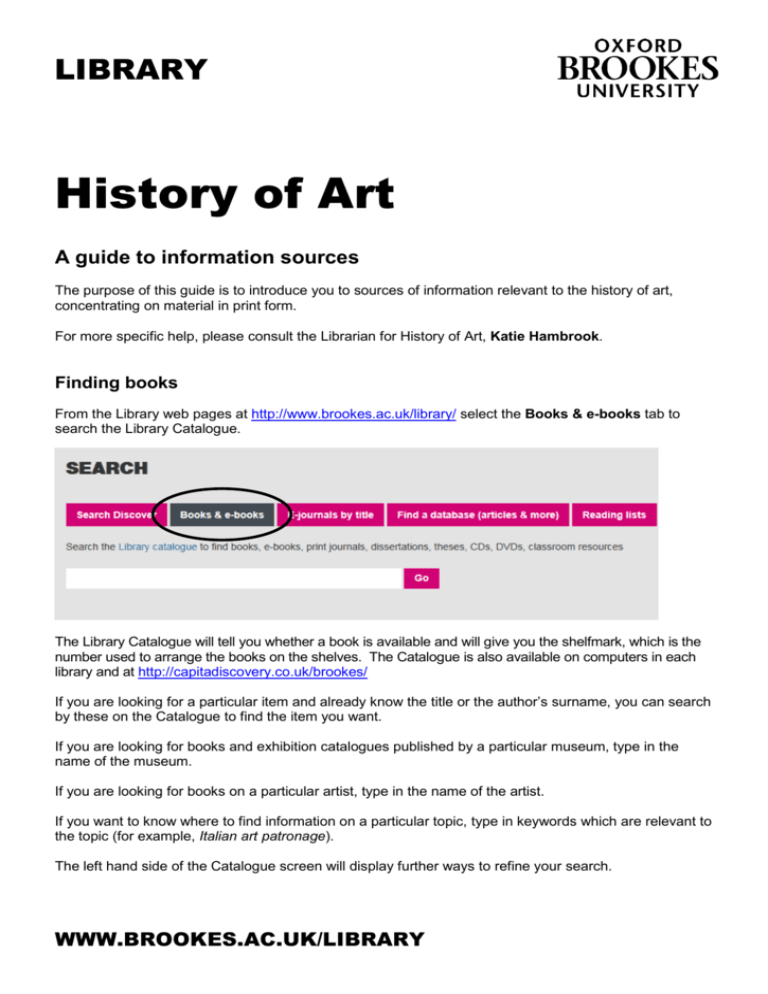 oxford brookes history of art