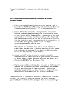 Financial Statements of International Business Companies