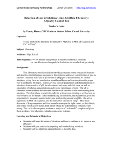 Detection of Ions in Solutions: A Quality Control Test