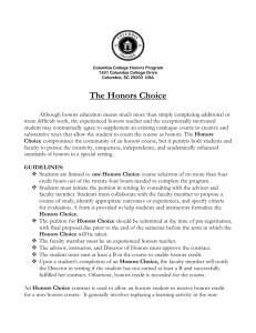 The Honors Choice - Columbia College