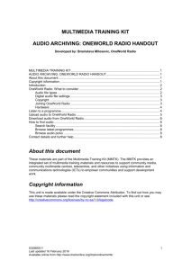 audio archiving: oneworld radio handout
