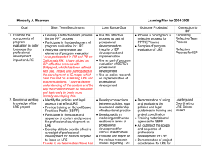 Reflection/Learning Plan for 2004