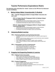 Teacher Performance Expectation Supports and Rubric