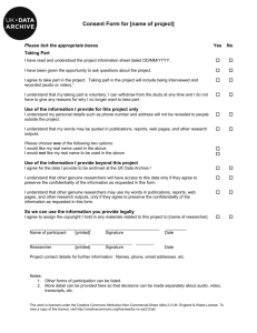 UK Data Archive Model Consent Form
