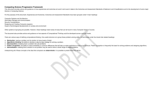 Computing Science Progression Framework This document