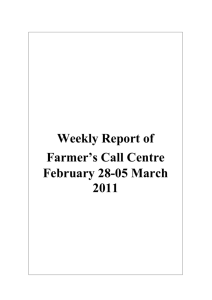 Weekly Report of Farmer`s Call Centre February 28