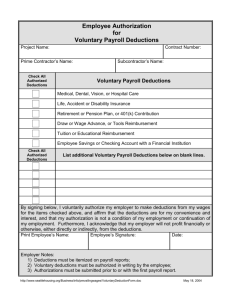 Employee Authorization of Voluntary Deductions