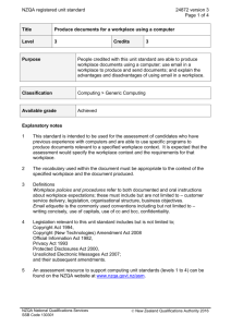 24872 Produce documents for a workplace using a computer