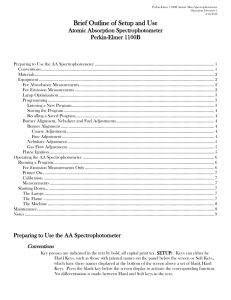 Preparing to Use the AA Spectrophotometer