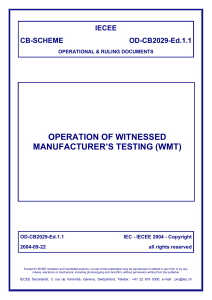 OPERATION OF WITNESS TESTING (WT)