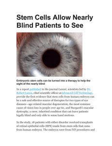 Stem Cells Allow Nearly Blind Patients to See