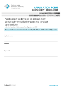 Application form to develop in containment GMOs