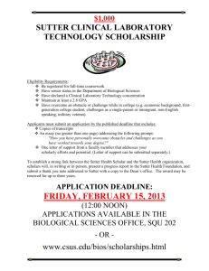 SUTTER CLINICAL LABORATORY TECHNOLOGY SCHOLARSHIP