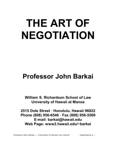 Negotiation Handout - University of Hawaii