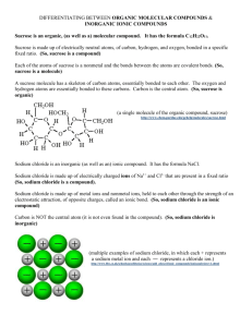 Bond Types & Organic Molecular Comps vs. Inorganic Ionic Comps.