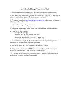 Instructions for Binding of Senior Honors Thesis