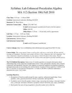 MA112Syllabus106 - University of South Alabama