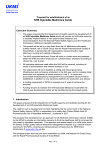 Proposal for establishment of an NHS Injectable Medicines Guide