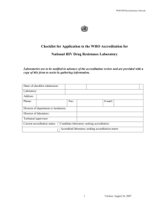 WHO/HIVResLaboratory Network Checklist for Application to the