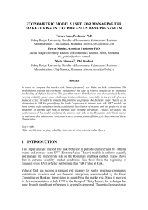 ECONOMETRIC MODELS USED FOR MANAGING THE MARKET