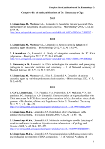 Complete list of main publications of Dr. Limanskaya Olga