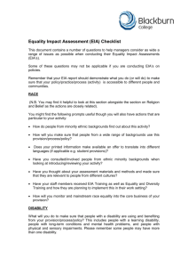 Equality Impact Assessment Checklist
