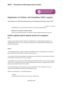 Registration of Children with Disabilities (SNIX register) V2