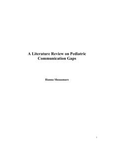 Literature Review - Pediatric Communication Gaps