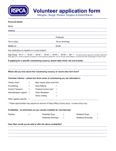 Volunteer application form Hillingdon, Slough, Windsor, Kingston