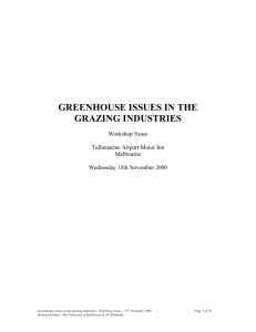 Workshop no 3: Greenhouse Issues in the Grazing Industries