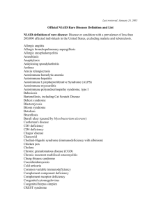 DMID Updates to NIAID Rare Diseases List