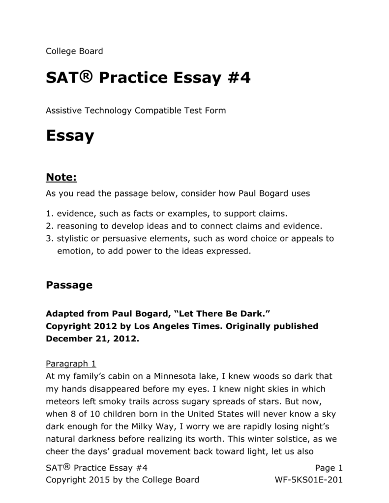 sat essay prompts college board