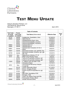 Test Updates - Clinical Laboratory Partners