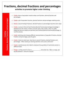 Fractions, decimal fractions and percentages