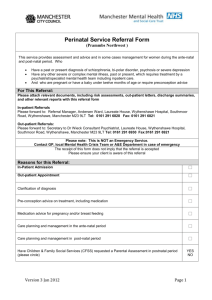 Perinatal Service Referral Form - Manchester Mental Health and