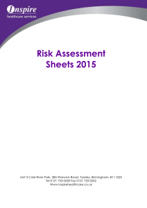 Risk Assessment Sheet : RA01 - Inspire Healthcare Services