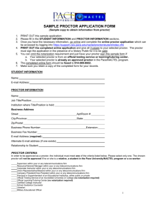 sample copy of the Proctor Application