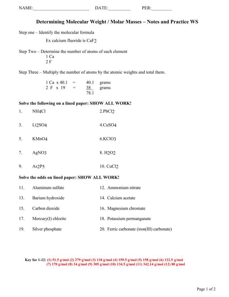 Percent Composition Key for 22 With Percent Composition Worksheet Answers