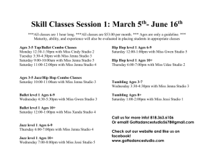Skill Classes Session 1: March 5th- June 16th