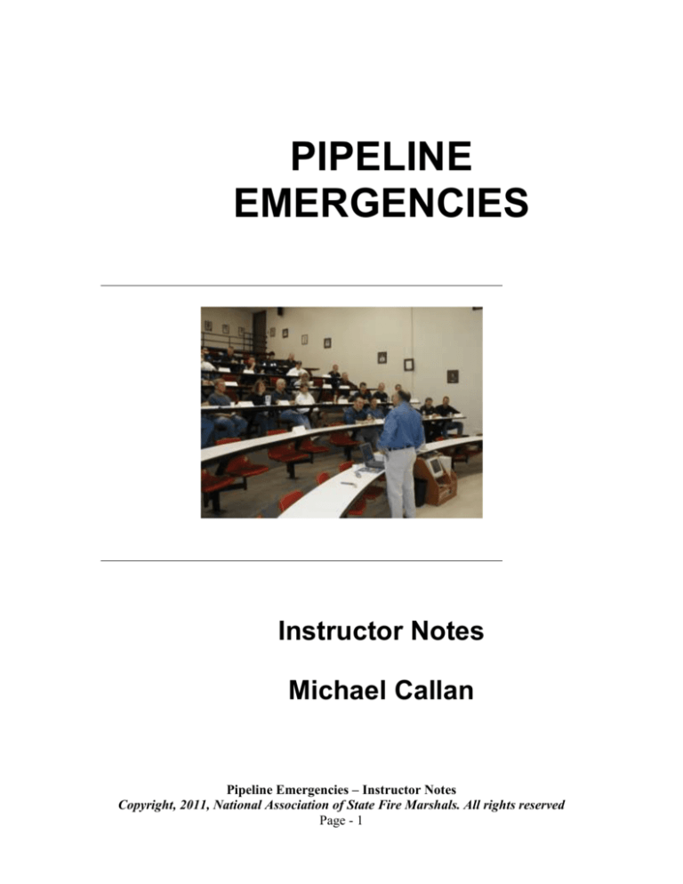 Instructor Notes - Pipeline Emergencies