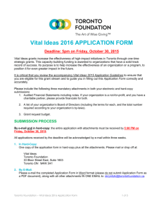 Vital Ideas 2016 Application Form