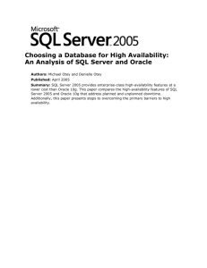 Choosing a Database for High Availability: An Analysis of SQL